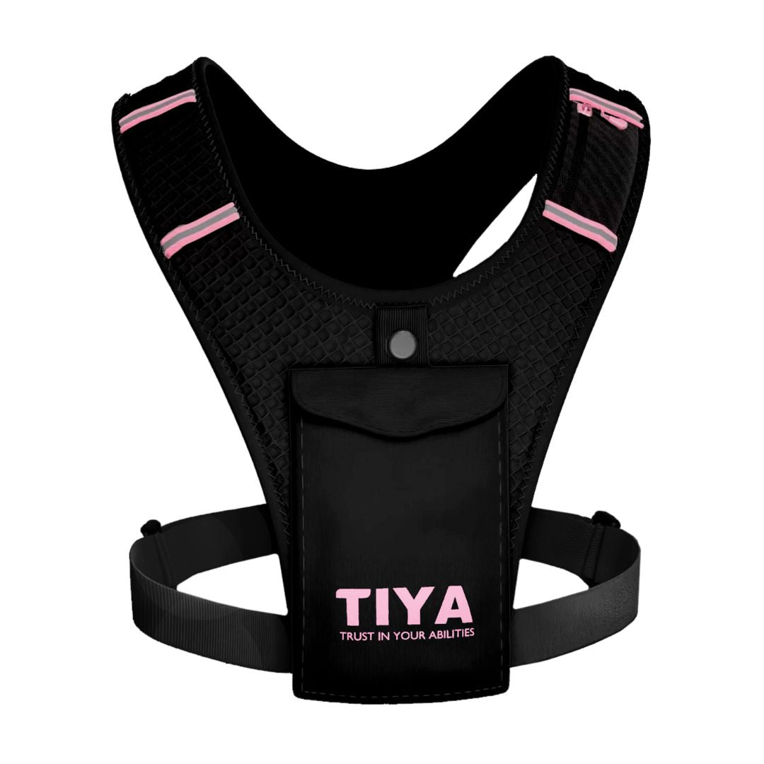 Running Phone Holder Vest - Black/Pink